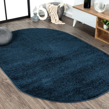 Haze Solid Low-pile Area Rug Navy